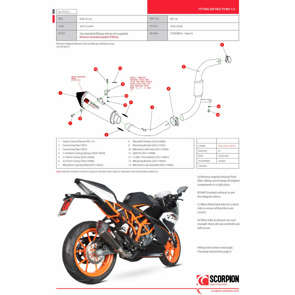 Scorpion Serket Taper Carbon Fibre Exhaust - KTM RC 125 2013 - 2016