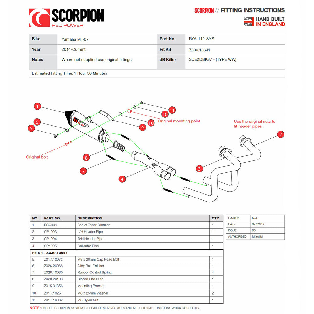 Scorpion Serket Taper De-Cat Race Titanium Exhaust For Yamaha MT-07 2014-2021