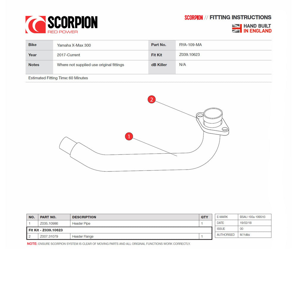 Scorpion Header Pipe For Yamaha XMAX 300 2017-2025