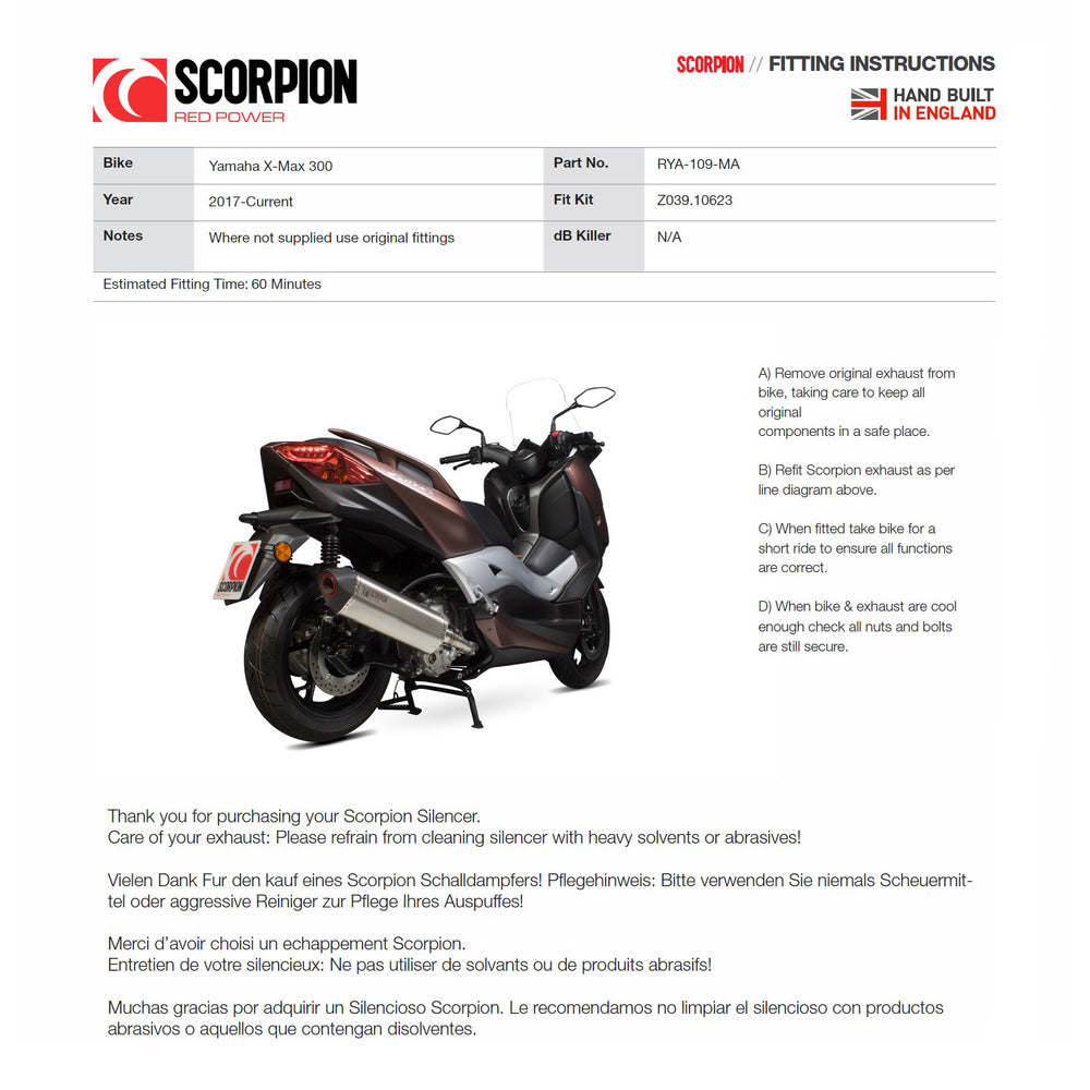 Scorpion Header Pipe For Yamaha XMAX 300 2017-2025