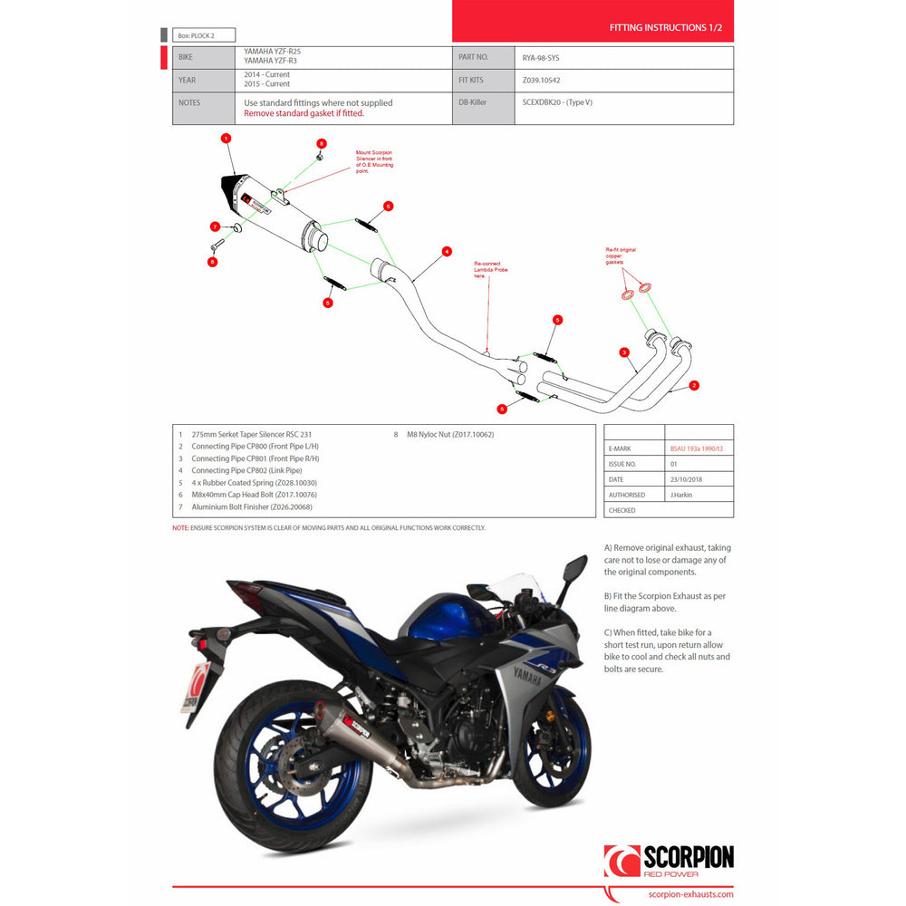 Scorpion Serket Taper Titanium Exhaust For Yamaha YZF R3/R25 2014-2021