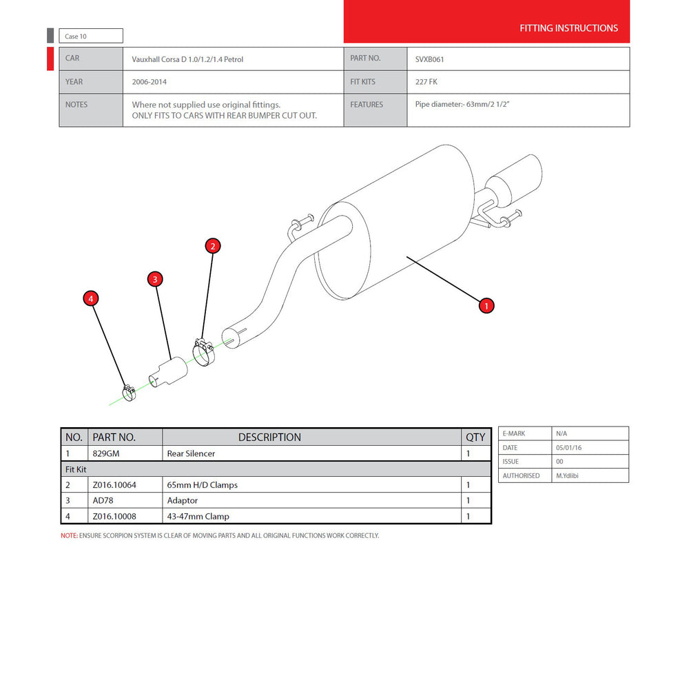 Scorpion Car Exhaust Rear Silencer - Vauxhall Corsa D 1.0-1.2-1.4 2006 - 2014