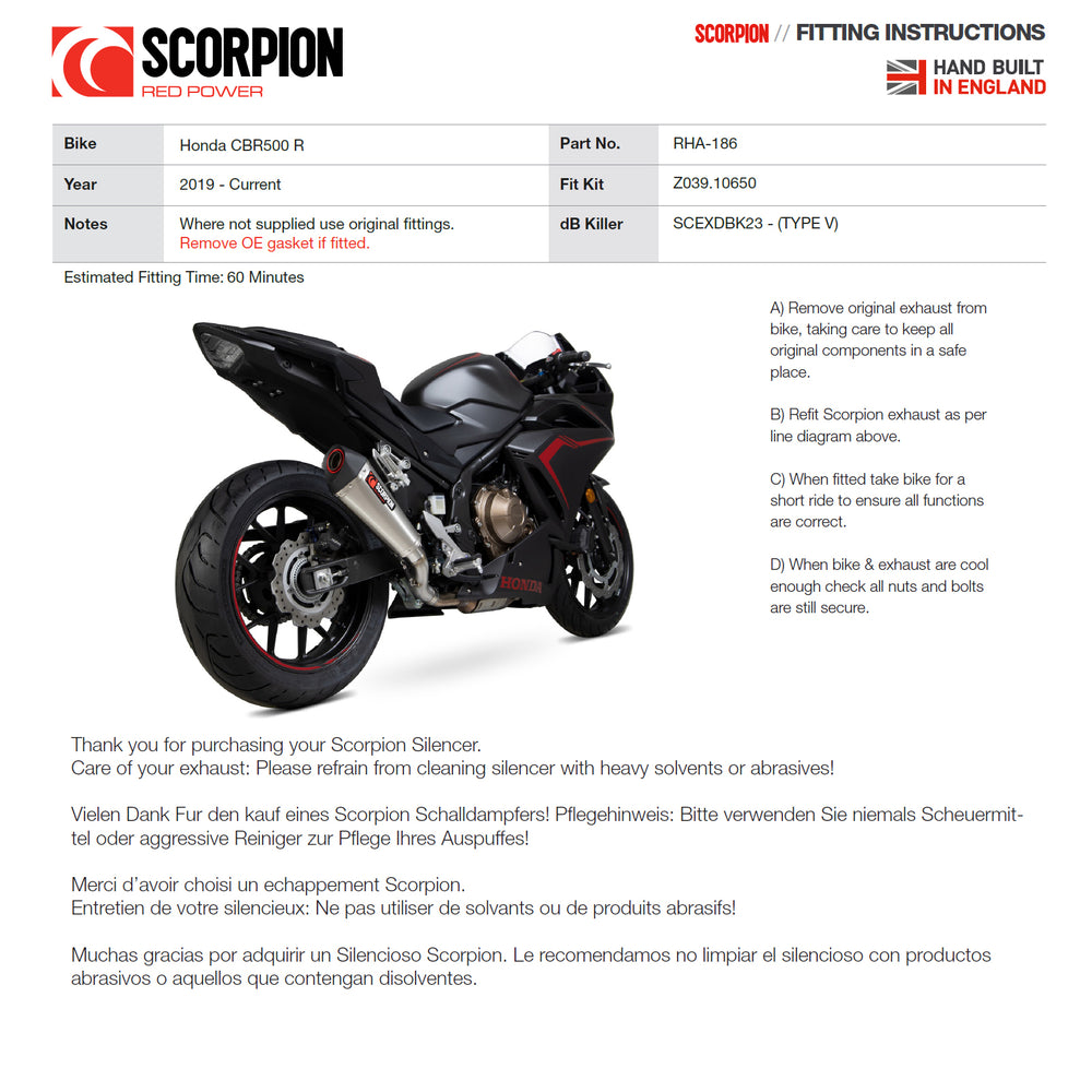 Scorpion Serket Taper Titanium Exhaust For Honda CBR500R 2019-2025