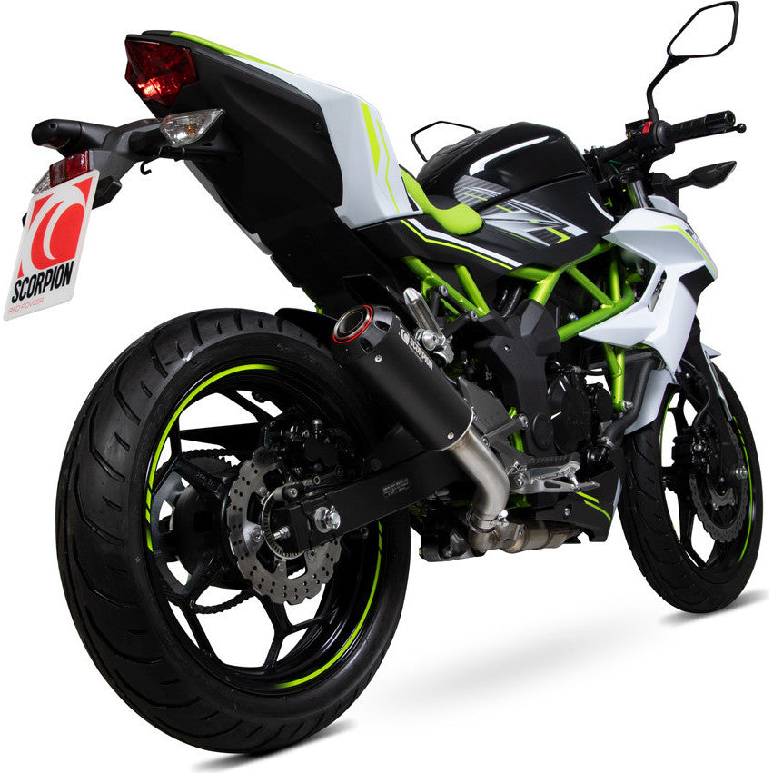 Scorpion Red Power Black Ceramic Exhaust For Kawasaki Z125 2018-2025