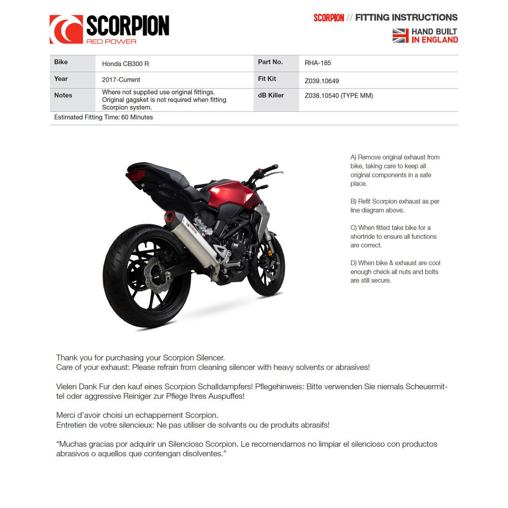 Scorpion Serket Parallel Stainless Steel Exhaust For Honda CB 300 R 2017-2022