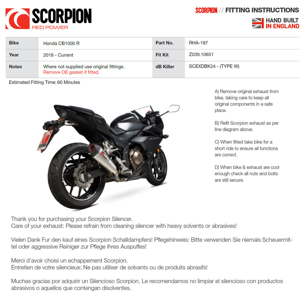 Scorpion Serket Parallel Stainless Steel Exhaust For Honda CB1000R 2018-2020