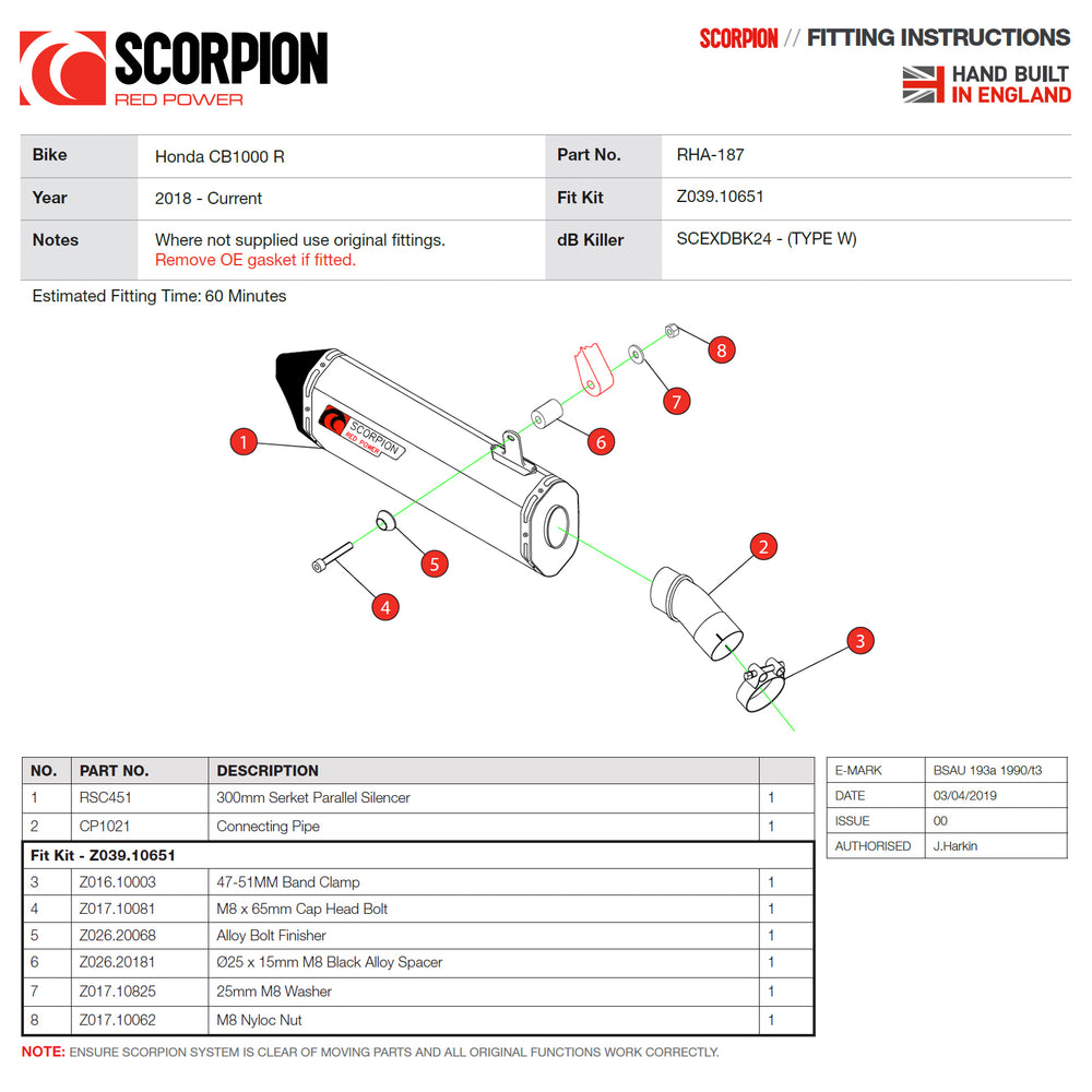 Scorpion Serket Parallel Stainless Steel Exhaust For Honda CB1000R 2018-2020