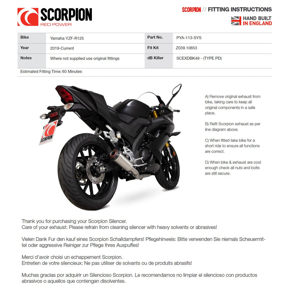 Scorpion Red Power Titanium Exhaust For Yamaha YZF R125-R15 2019-2020
