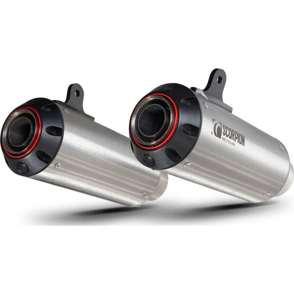Scorpion Red Power Stainless Steel Slip-On Exhaust (Pair) For Kawasaki Z1000 2017-2020