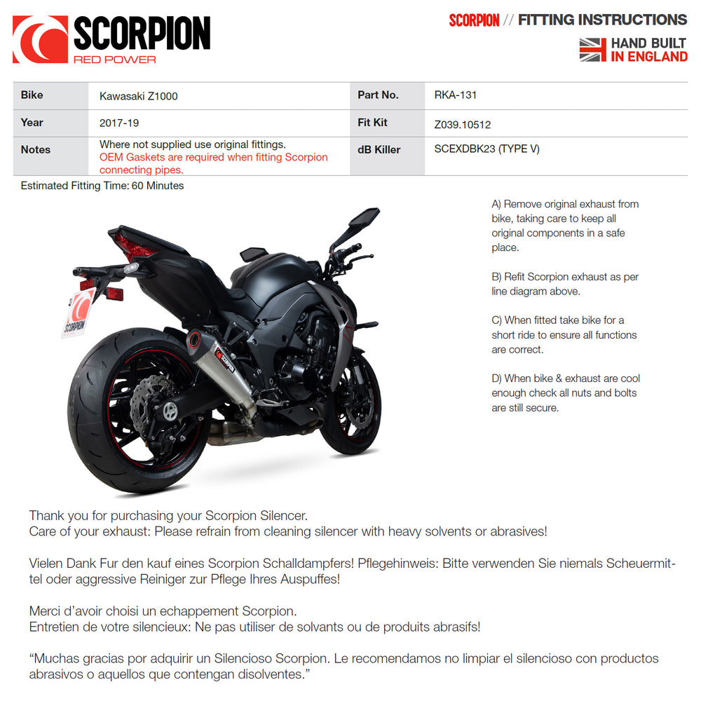 Scorpion Serket Taper Satin Titanium Slip-On Exhaust (Pair) For Kawasaki Z1000 2017-2020