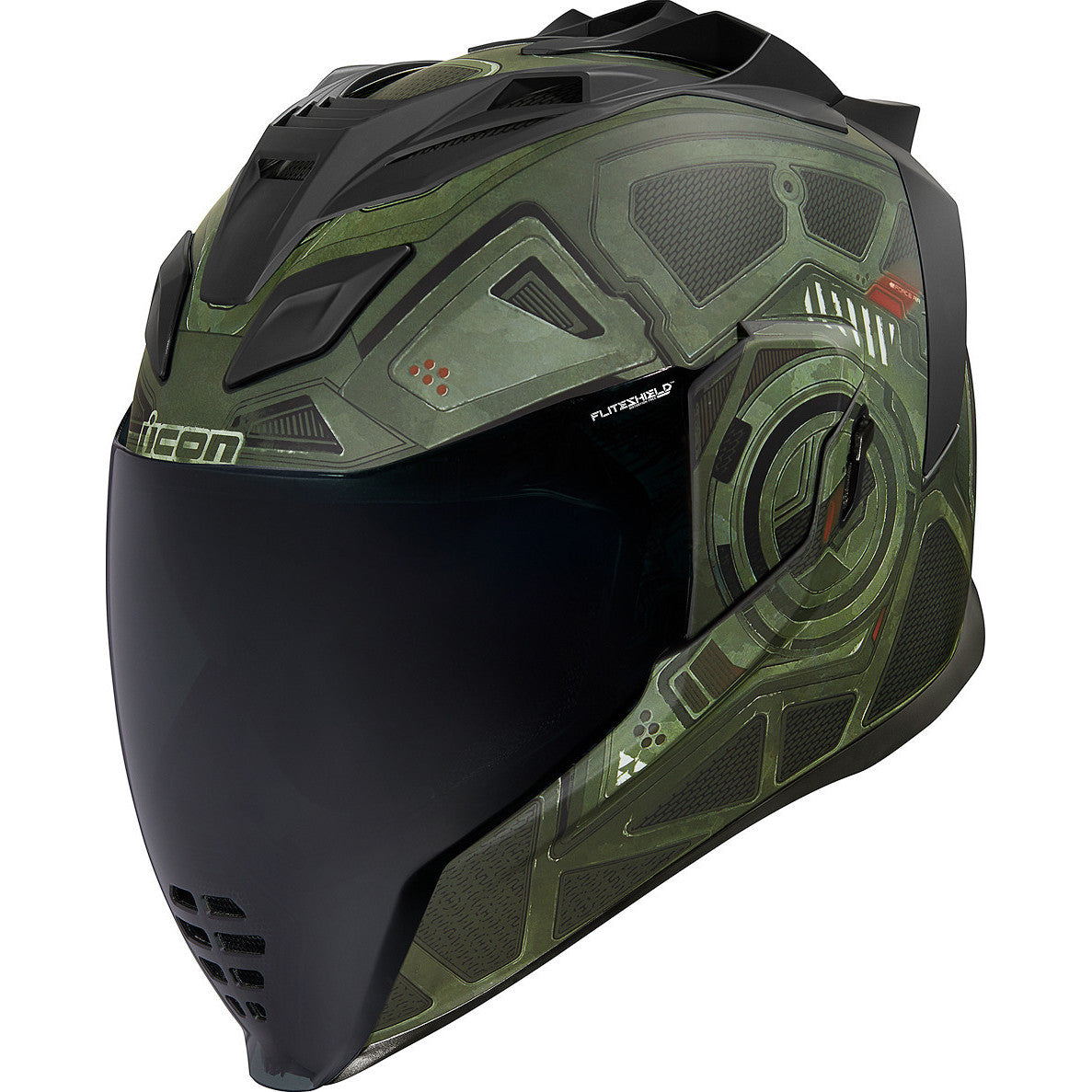 Icon Airflite Blockchain Motorcycle Helmet (Green / 53-54cm