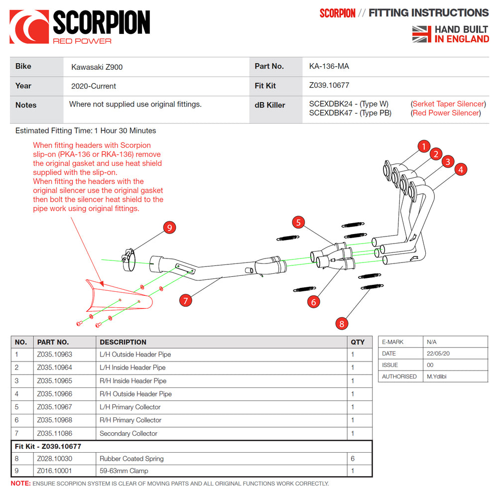 Scorpion De-Cat Race Header Pipes - Kawasaki Z900 (Euro 5) 2020