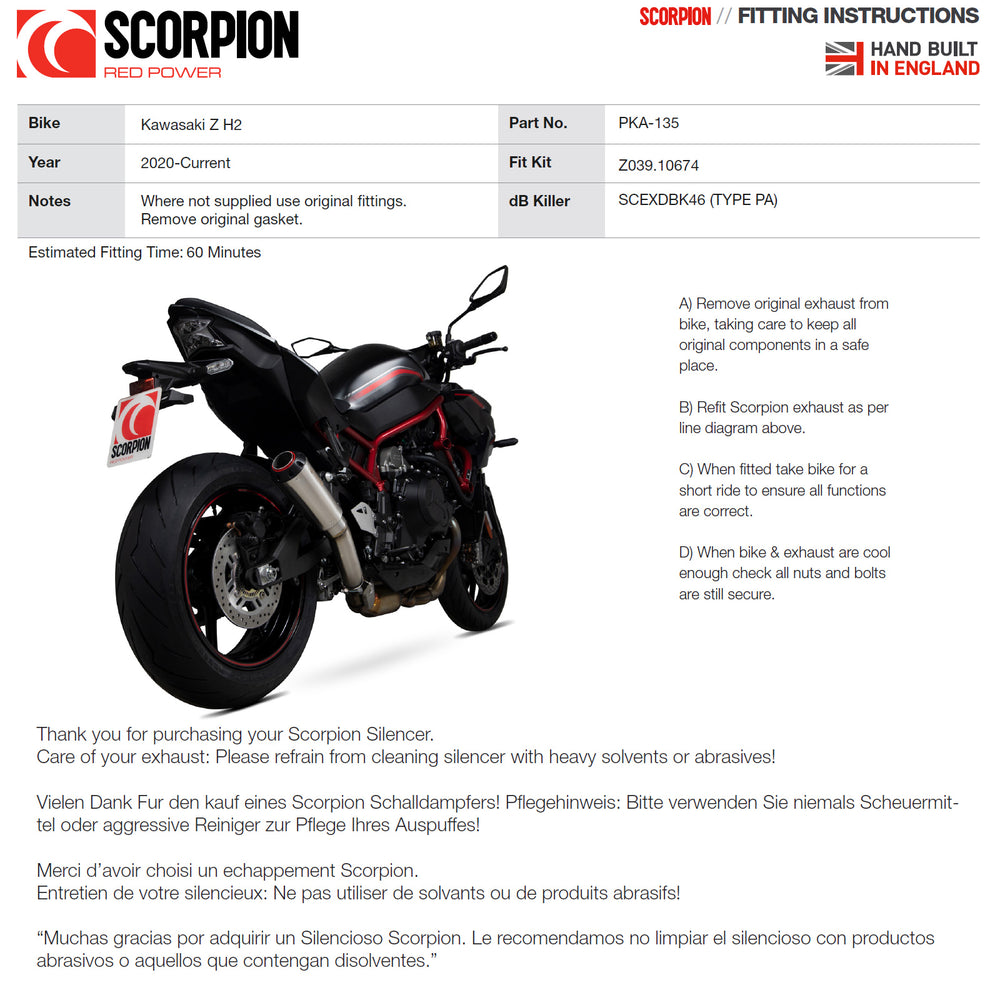 Scorpion Red Power Black Ceramic Slip-On Exhaust For Kawasaki Z H2 2020-2025