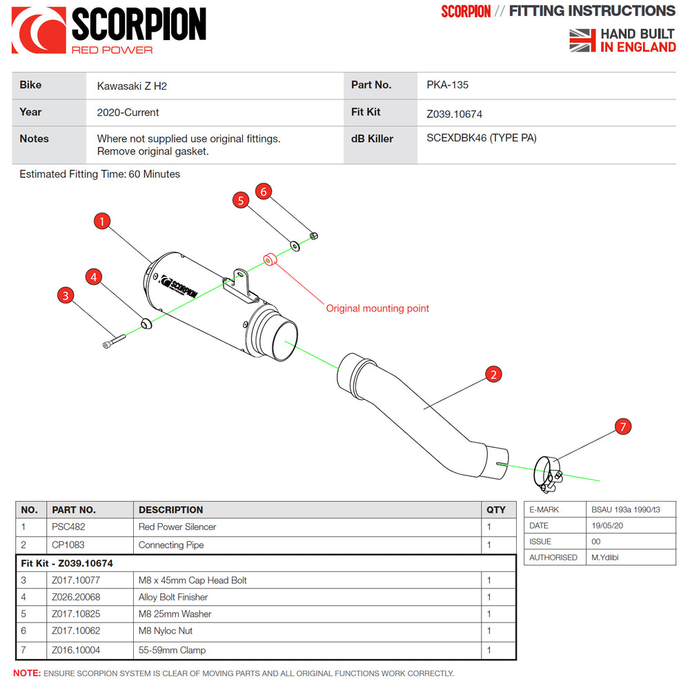 Scorpion Red Power Black Ceramic Slip-On Exhaust For Kawasaki Z H2 2020-2025