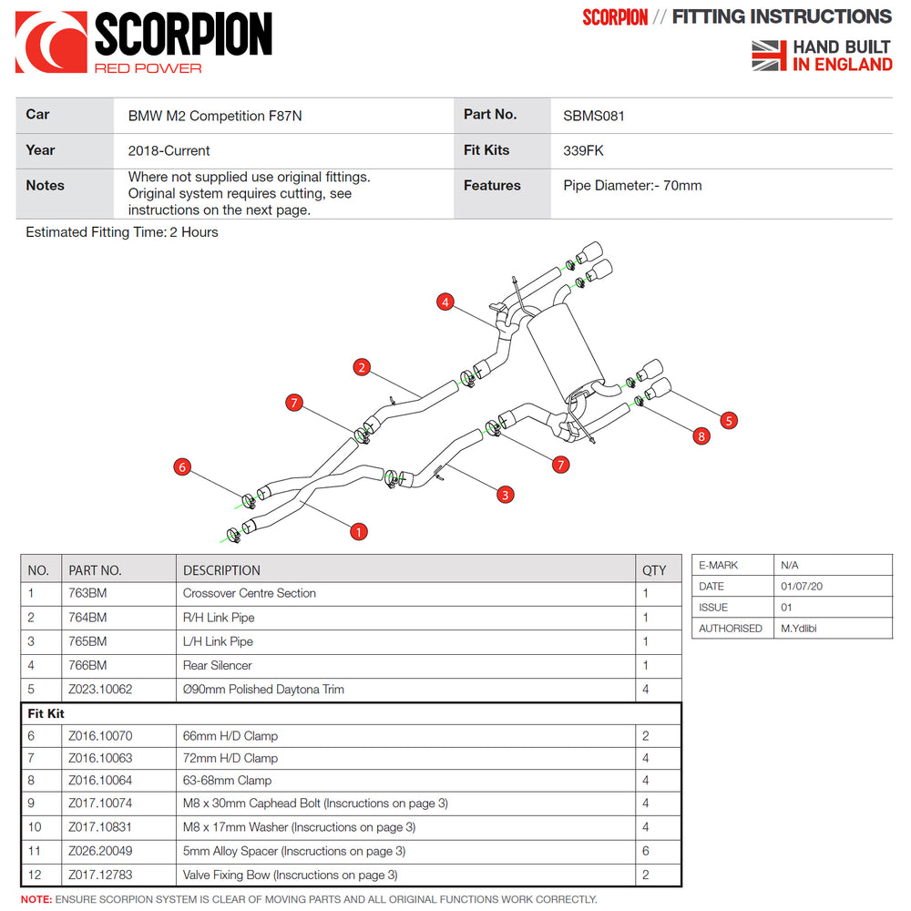 Scorpion Car Exhaust GPF-Back System (Non-Resonated) (Valved) Daytona - BMW M2 Competition F87N 2018 - 2021