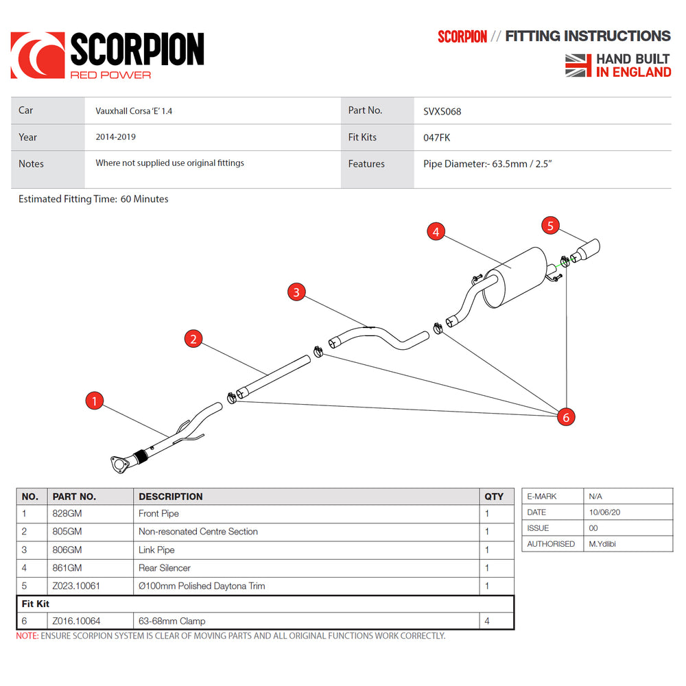 Scorpion Car Exhaust Cat-Back System (Non-Resonated) Daytona - Vauxhall Corsa E 1.4 (Non Turbo) 2014 - 2019