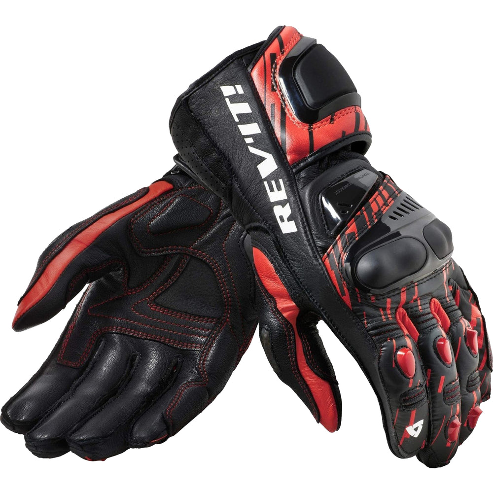 Rev It Quantum 2 Leather Gloves Medium Neon Red Black
