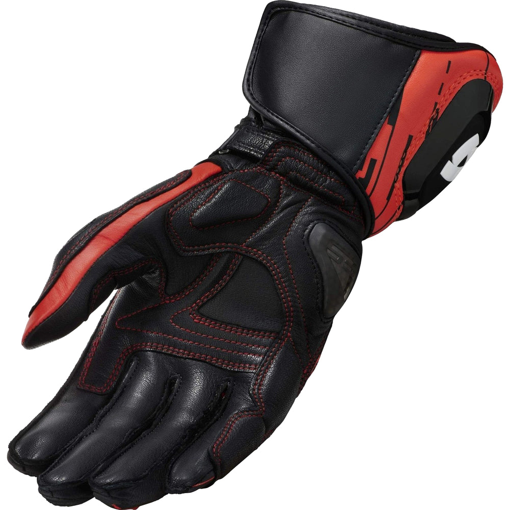 Rev It Quantum 2 Leather Motorcycle Gloves XL Neon Red Black
