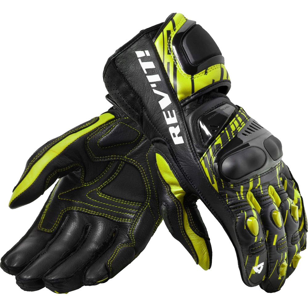 Rev It Quantum 2 Leather Gloves Medium Neon Yellow Black