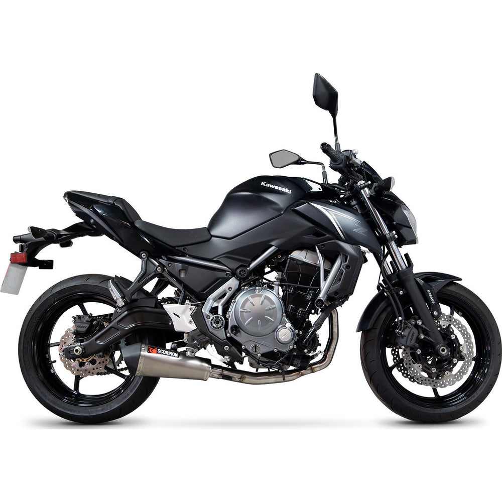 Scorpion Serket Taper Full System Satin Titanium Exhaust - Kawasaki Z650 2017 - 2021