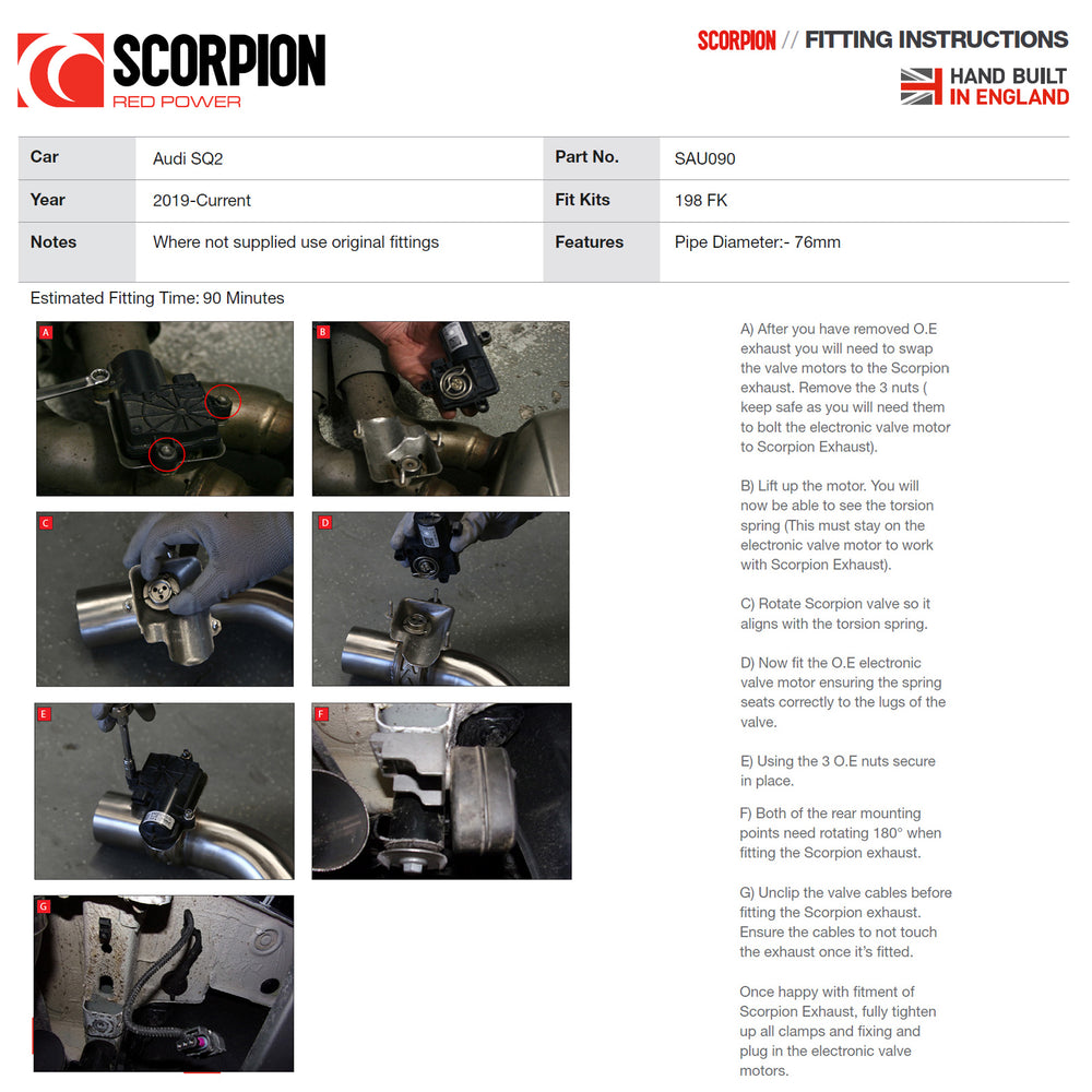 Scorpion Car Exhaust GPF-Back System (Resonated) (Valved) Daytona - Audi SQ2 GPF Model 2019 - 2021
