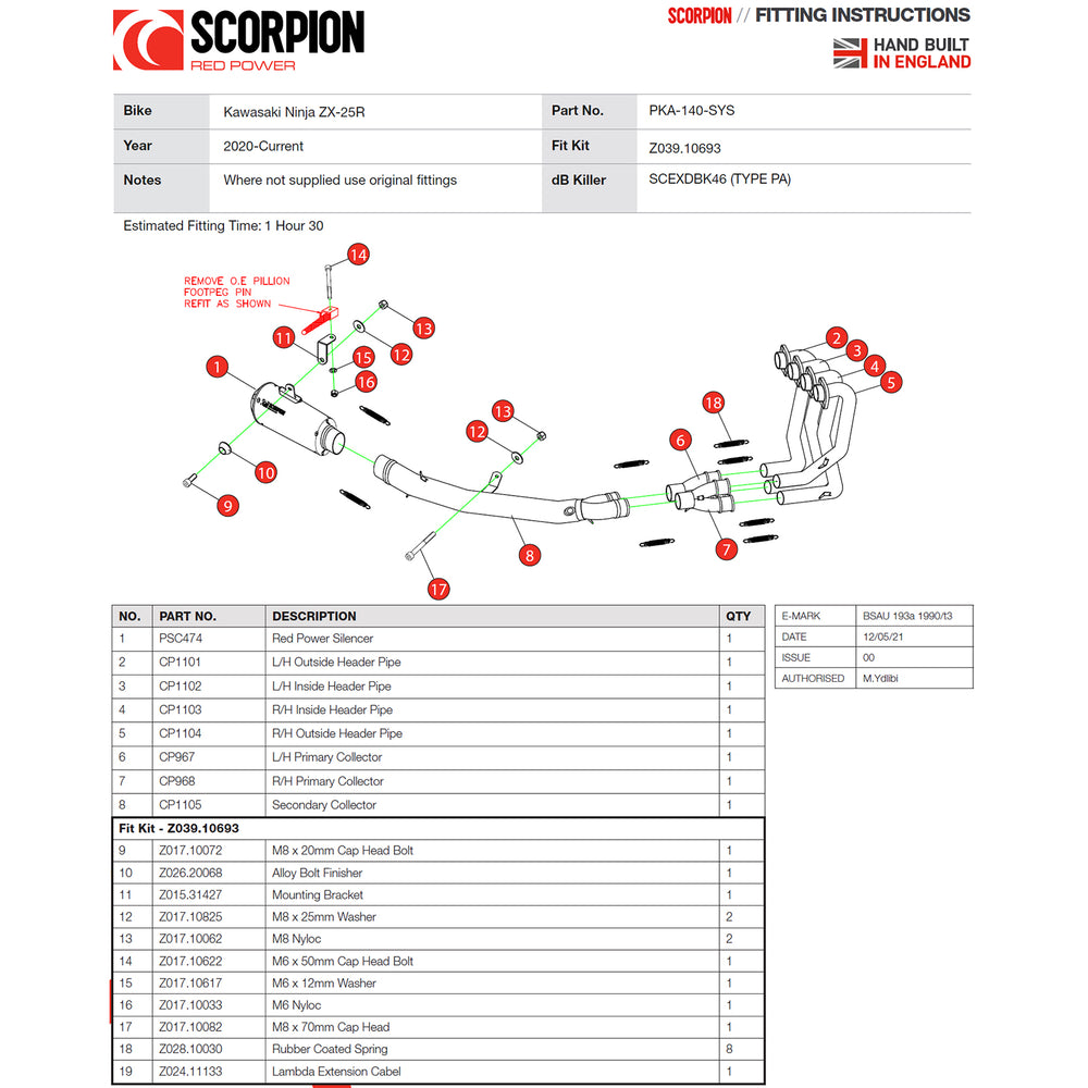 Scorpion Red Power Full System Titanium Exhaust - Kawasaki Ninja ZX-25R 2020 - 2021