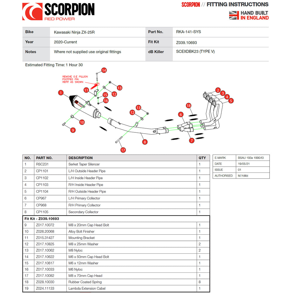 Scorpion Serket Taper Full System Titanium Exhaust For Kawasaki Ninja ZX-25R 2020-2022