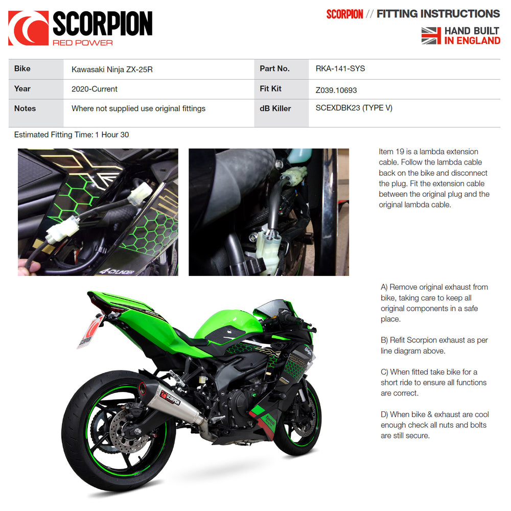 Scorpion Serket Taper Full System Titanium Exhaust For Kawasaki Ninja ZX-25R 2020-2022