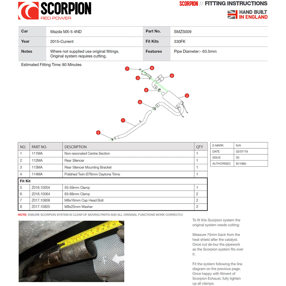 Scorpion Car Exhaust Cat-Back System (Non-Resonated) Twin Daytona - Mazda MX-5 4ND 2015 - 2021