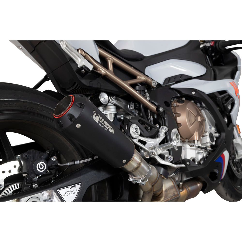 Scorpion Red Power Black Ceramic Slip-On Exhaust For BMW S1000 RR 2019-2024