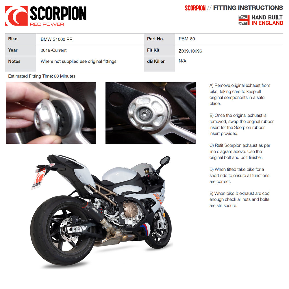 Scorpion Red Power Black Ceramic Slip-On Exhaust For BMW S1000 RR 2019-2024