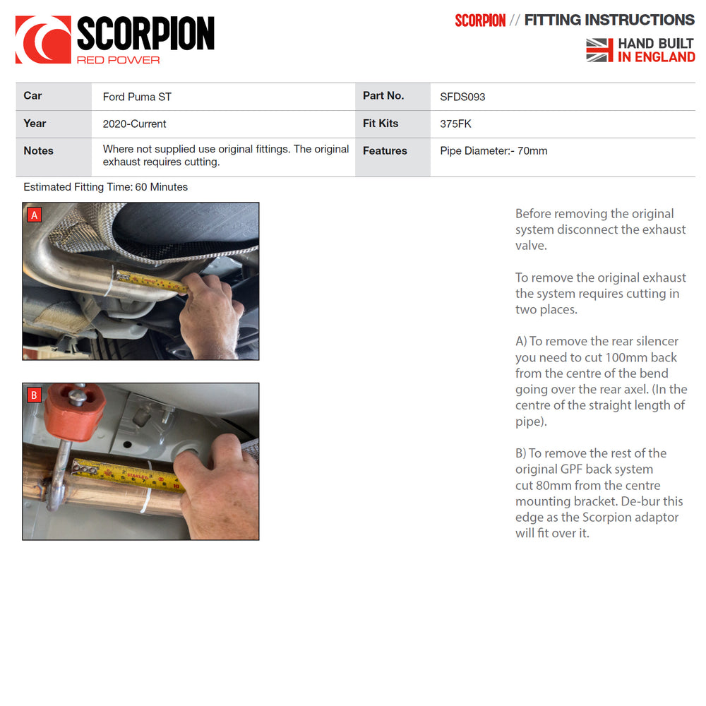 Scorpion Car Exhaust GPF-Back System (Non-Valved) Daytona - Ford Puma ST 2020 - 2021