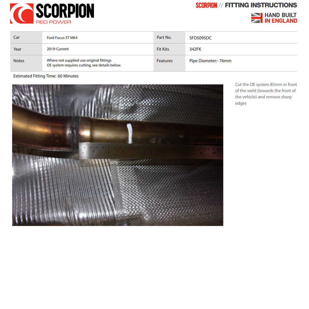 Scorpion Car Exhaust GPF-Back System (Non-Resonated) Black Daytona - Ford Focus ST MK4 2019 - 2021