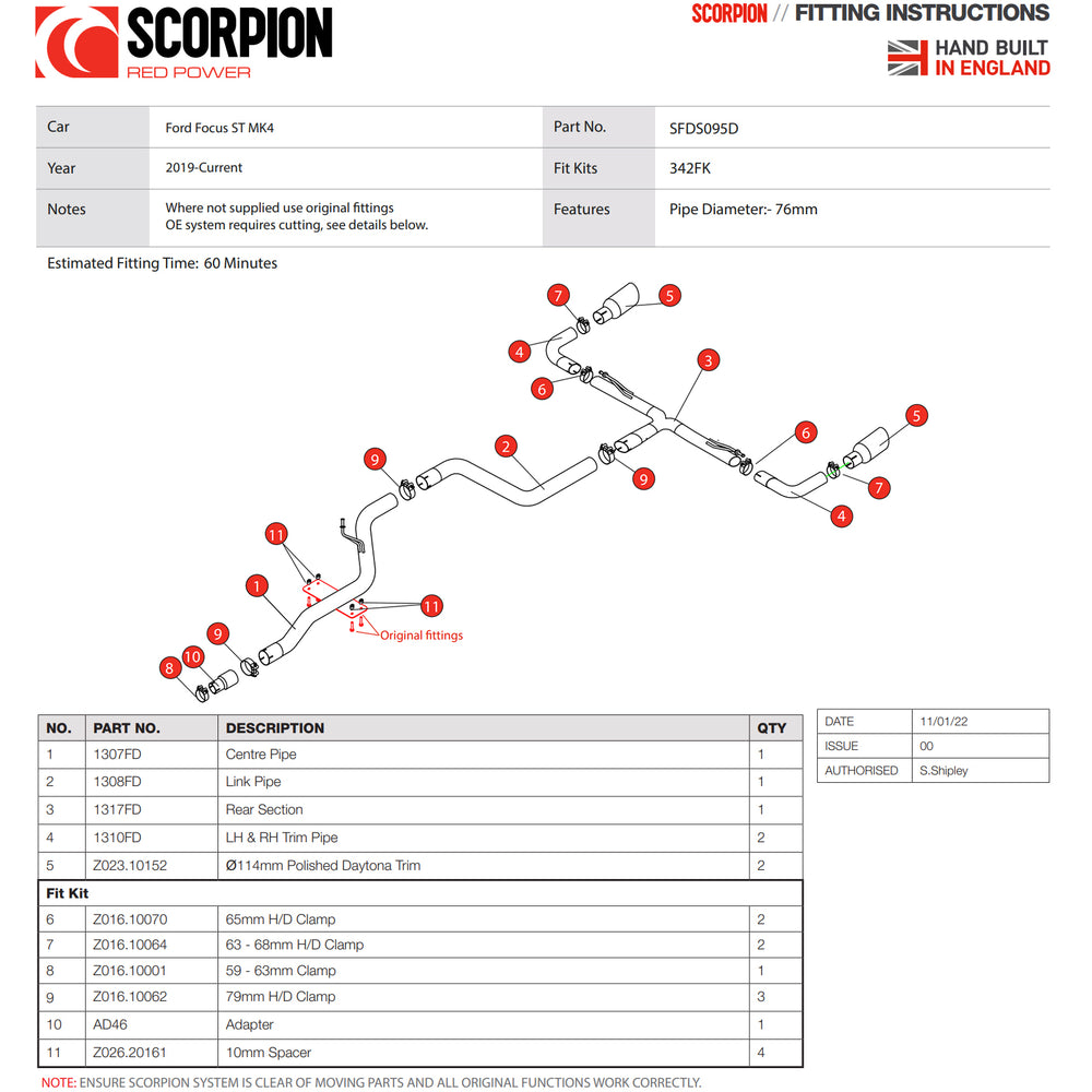 Scorpion Car Exhaust GPF-Back System (Non-Resonated) Daytona - Ford Focus ST MK4 2019 - 2021
