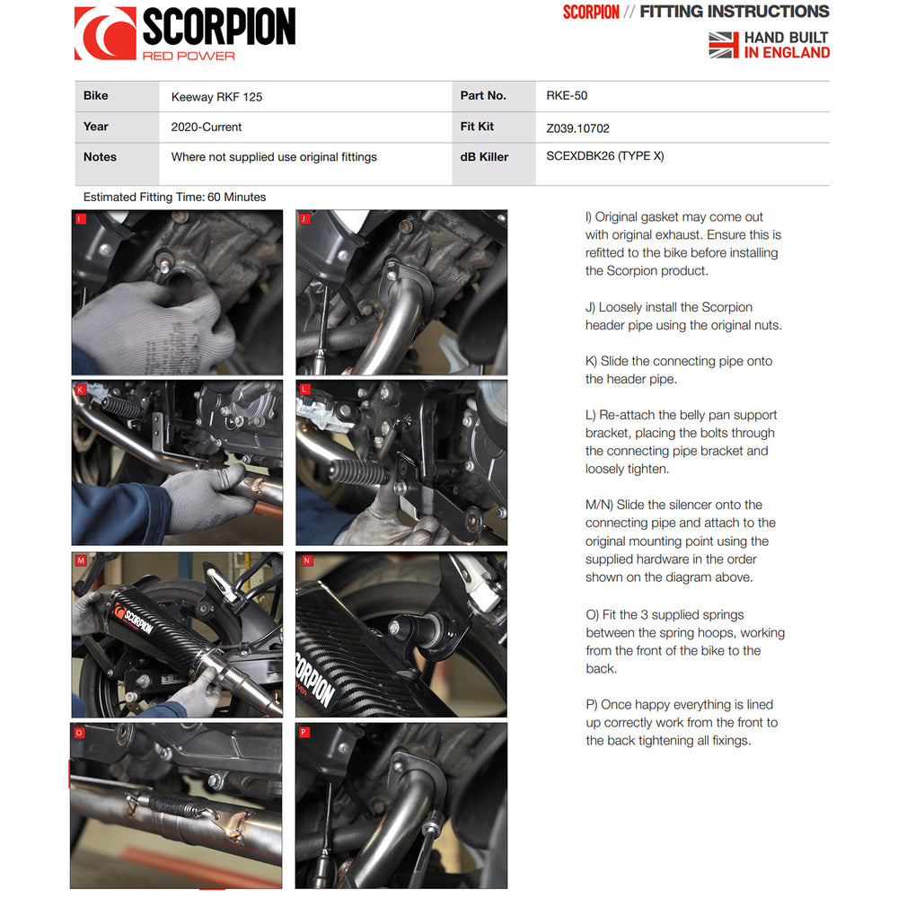 Scorpion Serket Taper Full System Titanium Exhaust For Keeway RKF-125 2019-2021