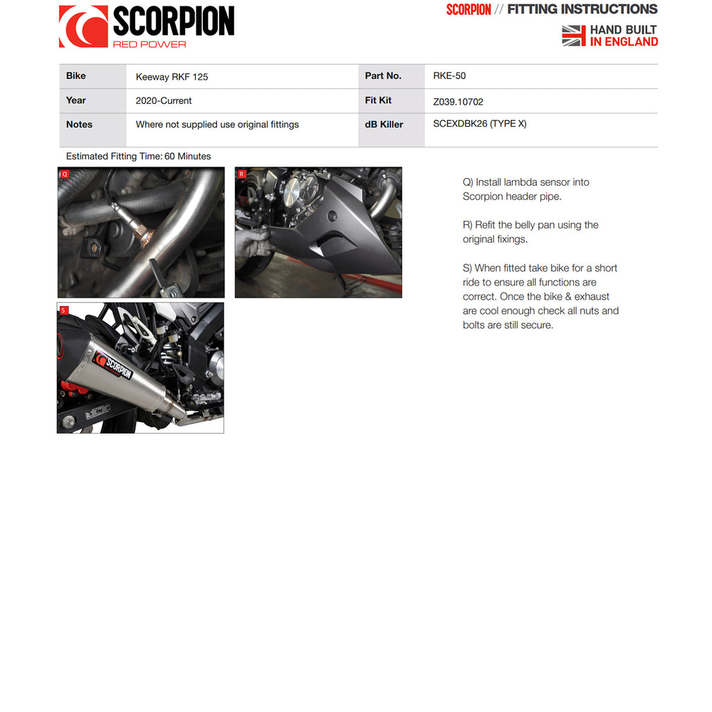 Scorpion Serket Taper Full System Titanium Exhaust For Keeway RKF-125 2019-2021