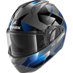 Shark Evo-GT Tekline Black Anthracite Blue Flip Front Motorcycle Helmet & Visor