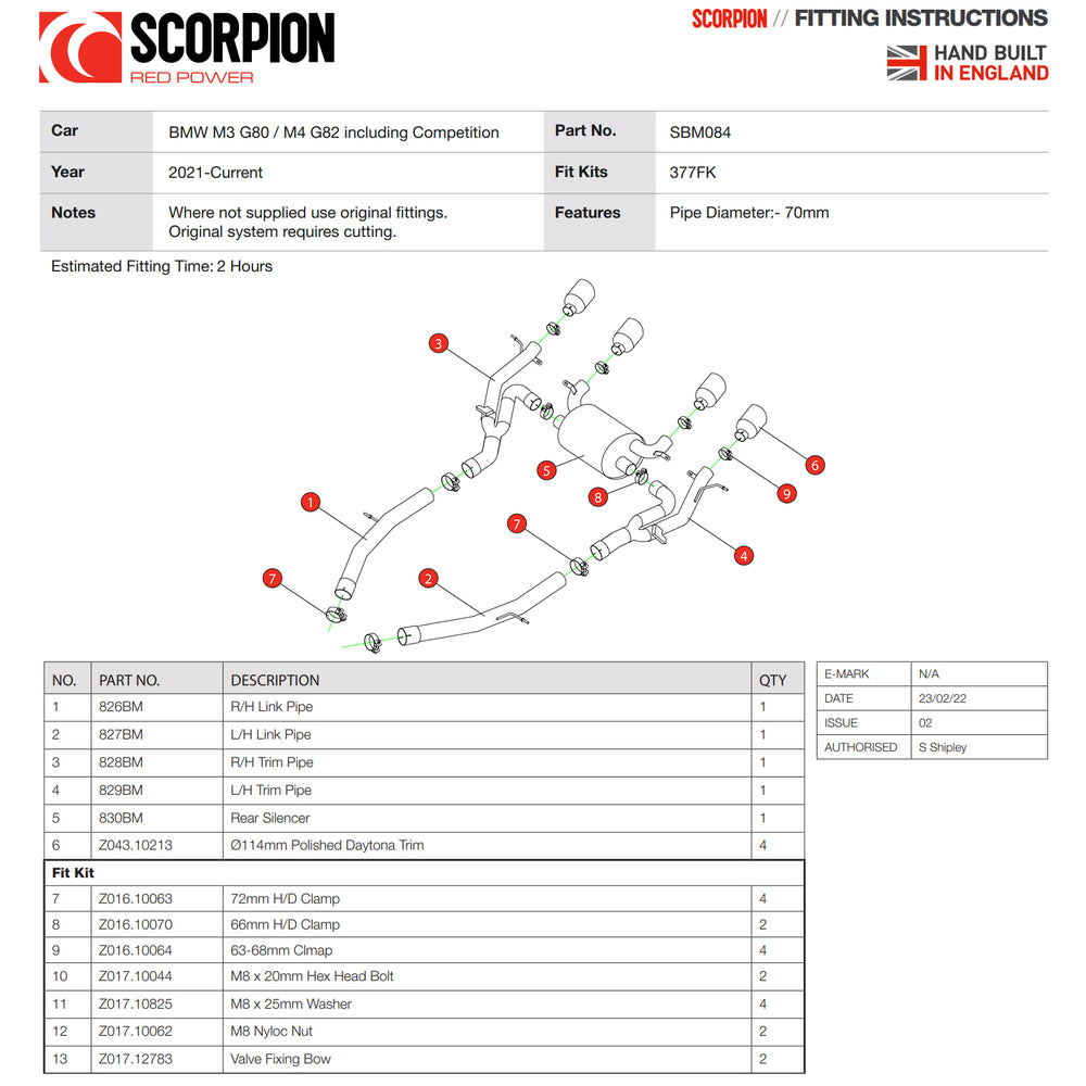 Scorpion Car Exhaust Half System (Non-Resonated) Quad Daytona - BMW M3 G80 & M4 G82 2021 - 2022