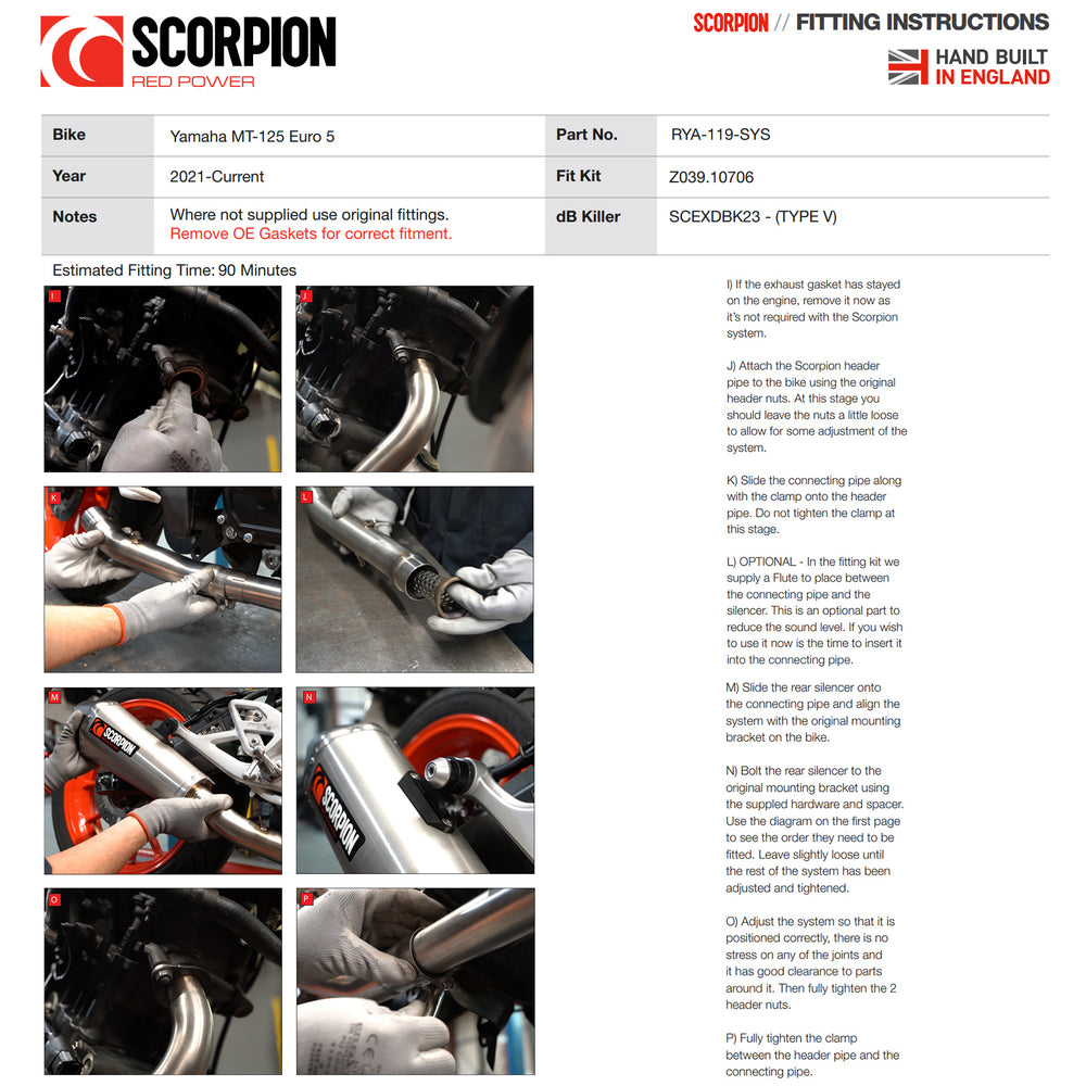 Scorpion Serket Taper Full System Stainless Exhaust - Yamaha MT-125 (Euro 5) 2021 - 2023