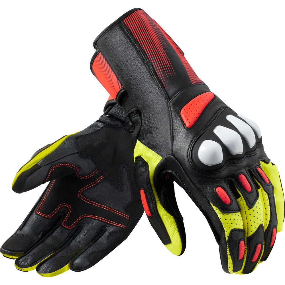 Rev It Metis 2 Leather Motorcycle Gloves L Black Neon Yellow