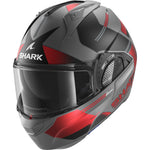 Shark Evo-GT Tekline Matt Black Anthracite Red Flip Front Motorcycle Helmet & Visor