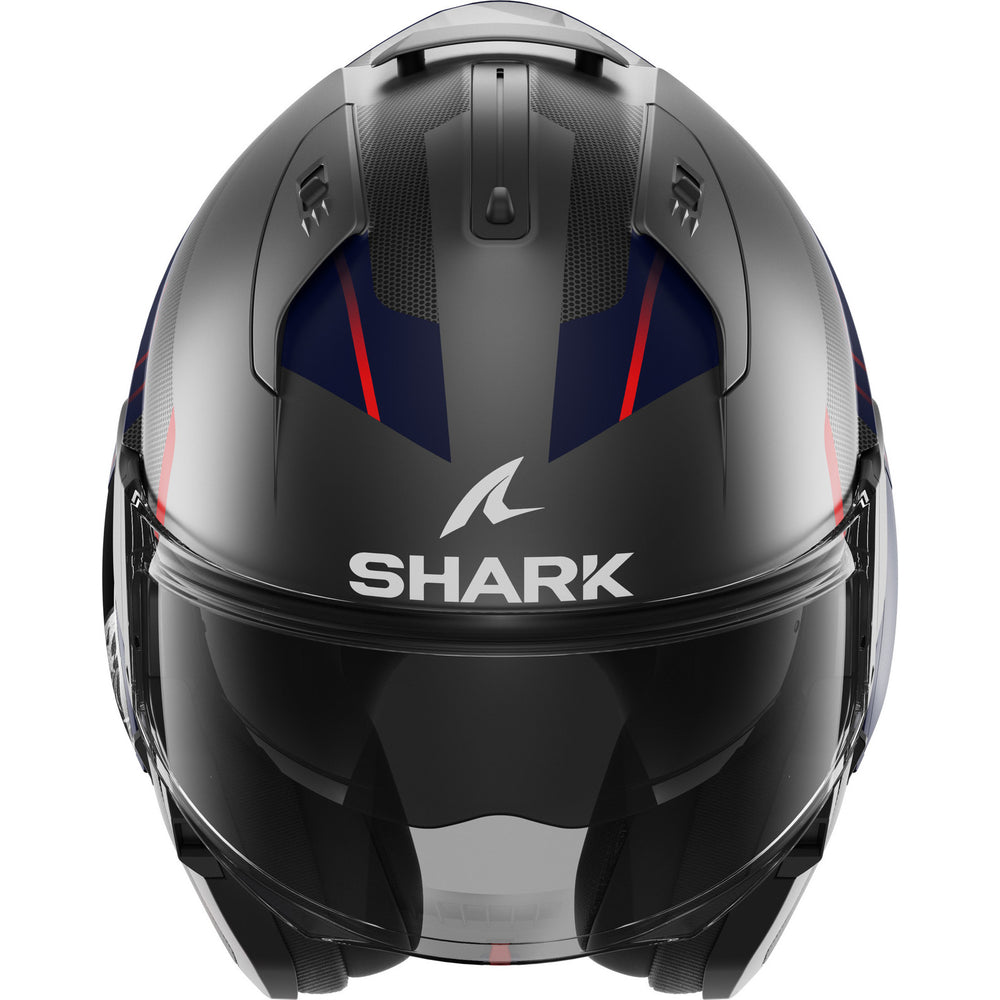 Shark Evo-ES Kryd Matt Anthracite Blue Red Flip Front Motorcycle Helmet & Visor