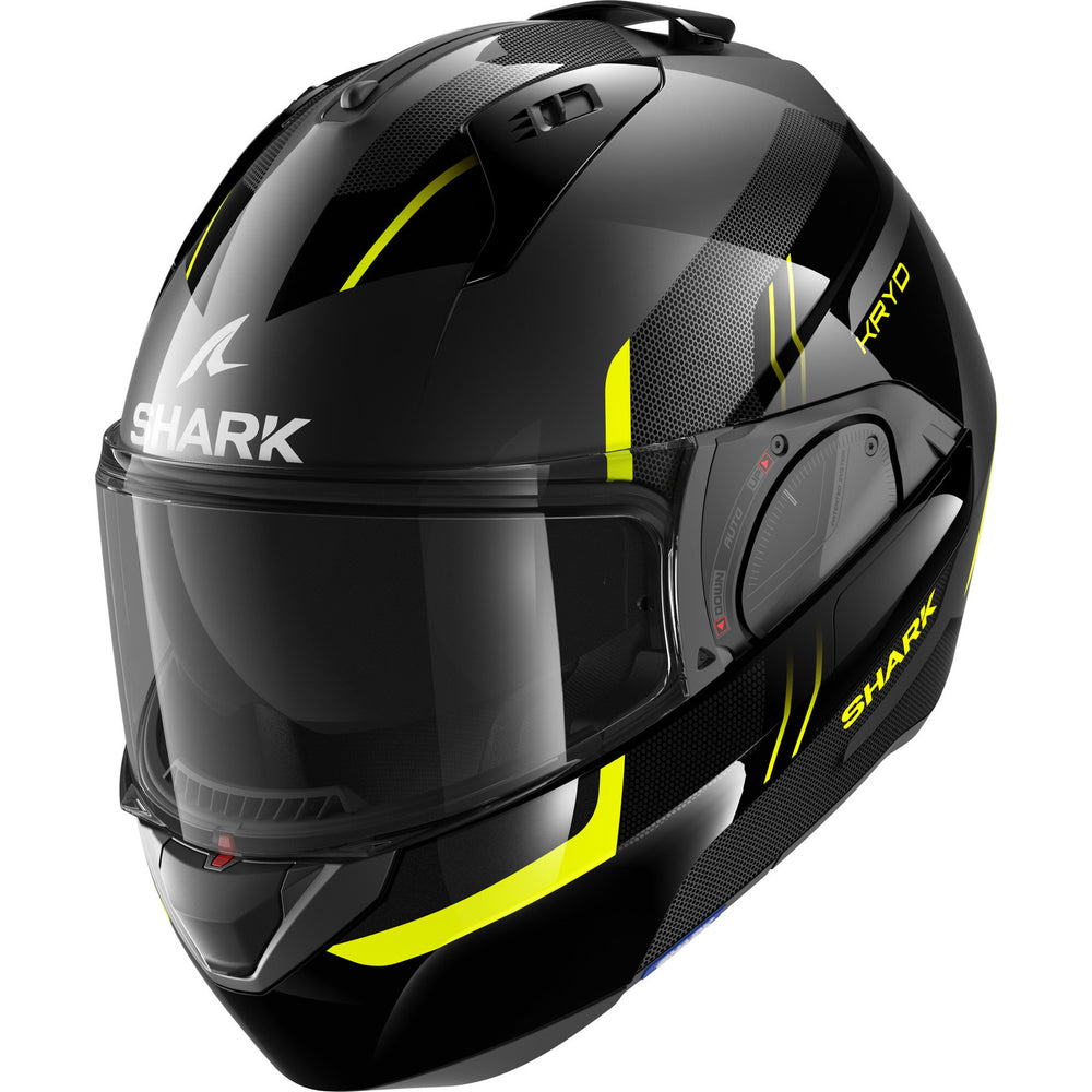 Shark Evo-ES Kryd Anthracite Black Yellow Flip Front Motorcycle Helmet & Visor