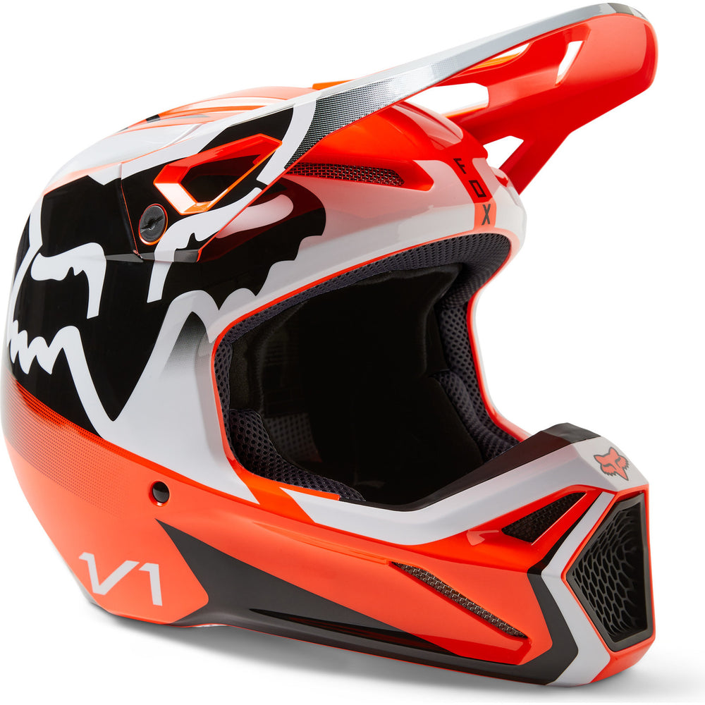 Fox Racing 2023 V1 Leed Flo Orange Motocross Helmet