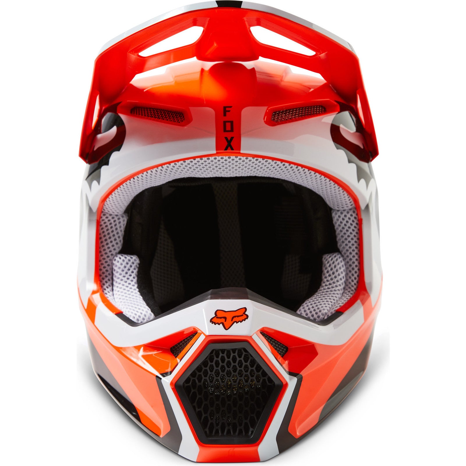 Dirt Bike Helmet Orange Fox Gear Fox Racing 2023 V1 Leed Flo