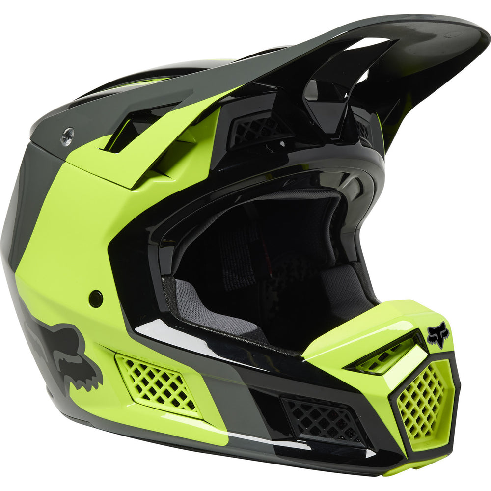fox racing helmet motorcycle yellow Fox Racing 2023 V3 RS Efekt Flo Yellow Motocross Helmet – Ghostbikes