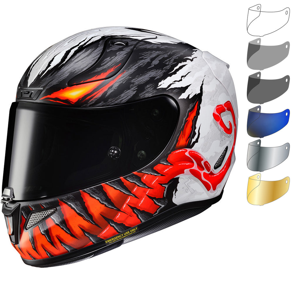 hjc cl-11 helmet visor HJC RPHA 11 Marvel Anti Venom Motorcycle Helmet & Visor – Ghostbikes