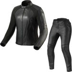 Rev It Maci Ladies Leather Motorcycle Jacket & Trousers Black Kit