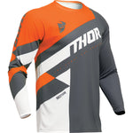 Thor Sector Checker 2024 Youth Motocross Jersey & Pants Charcoal Orange Kit
