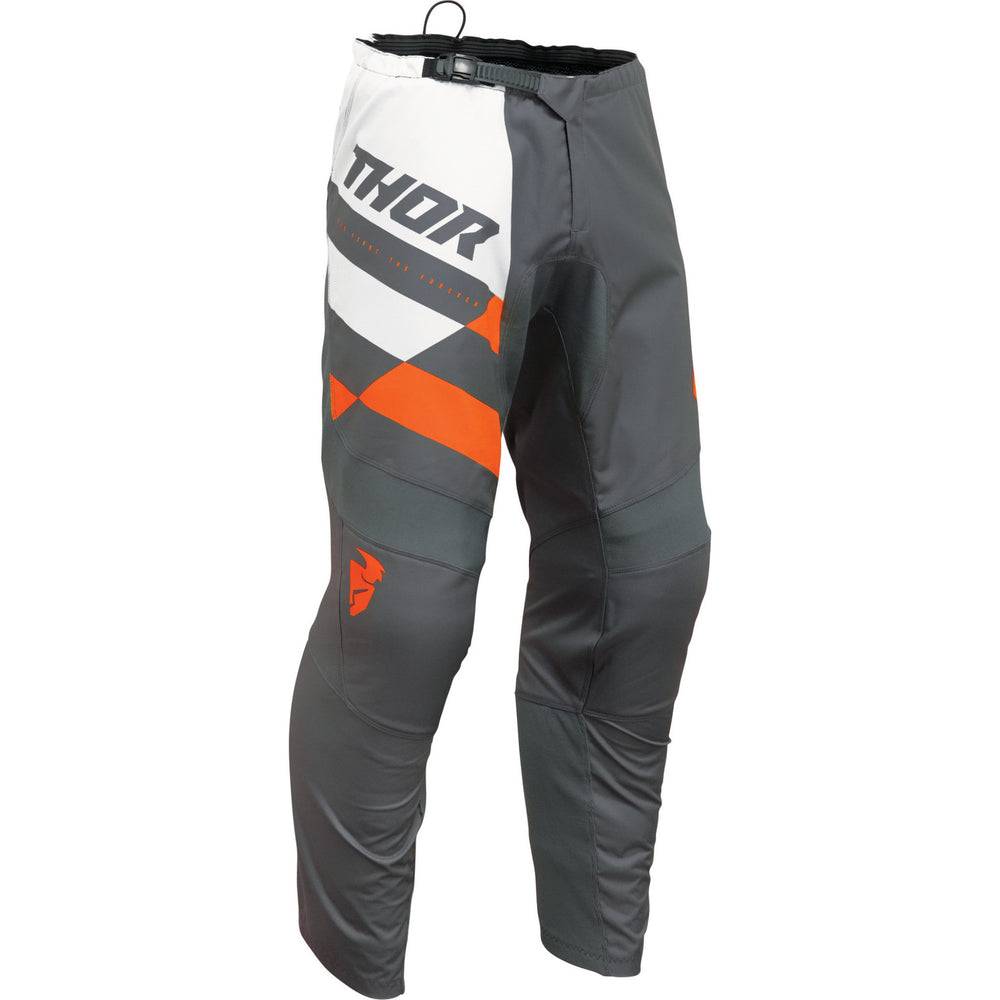 Thor Sector Checker 2024 Youth Motocross Jersey & Pants Charcoal Orange Kit